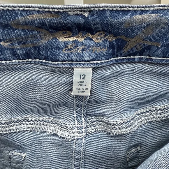 SEVEN Delaney Denim Mini Skirt Floral Paisley Sz 12 - Picture 5 of 7